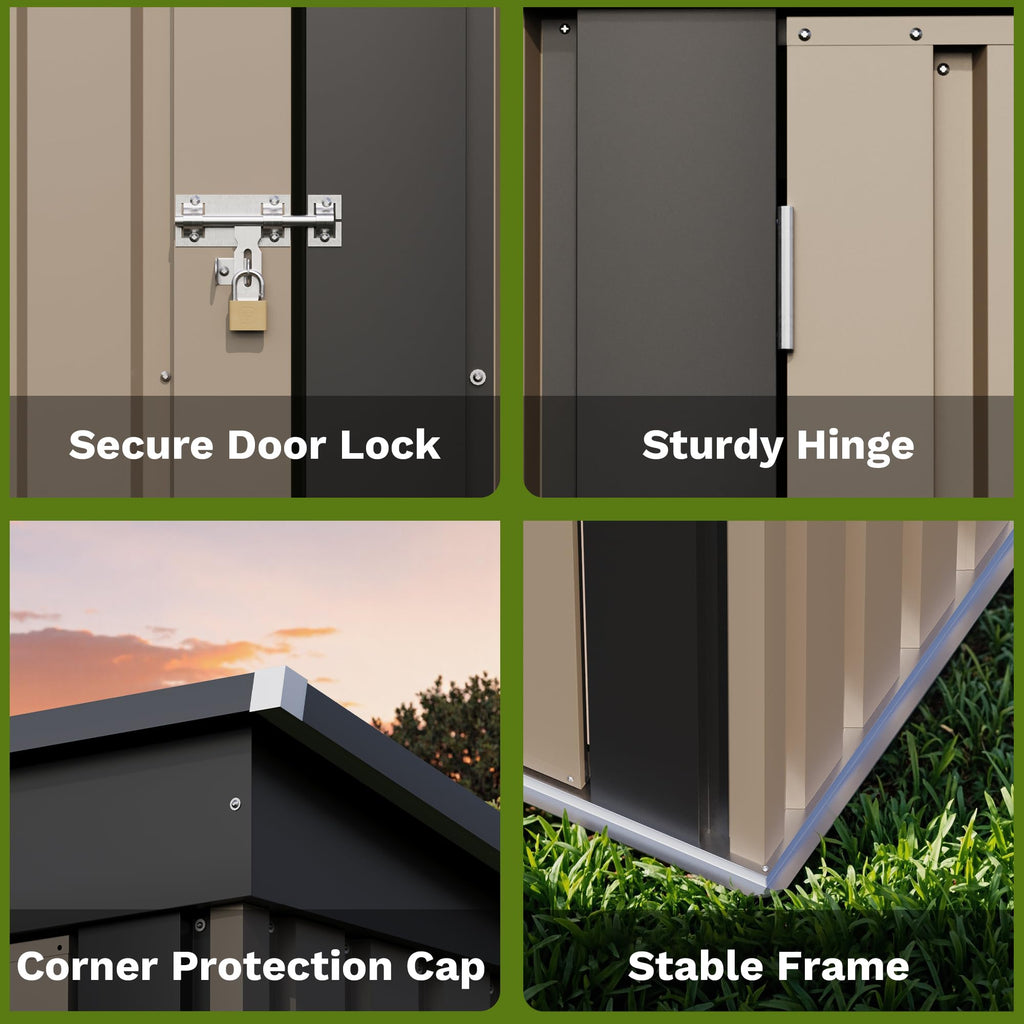 Patiowell 10 x 12 FT Metal Storage Shed for Outdoor, Steel Yard Shed with Design of Lockable Doors, Utility and Tool Storage for Garden, Backyard