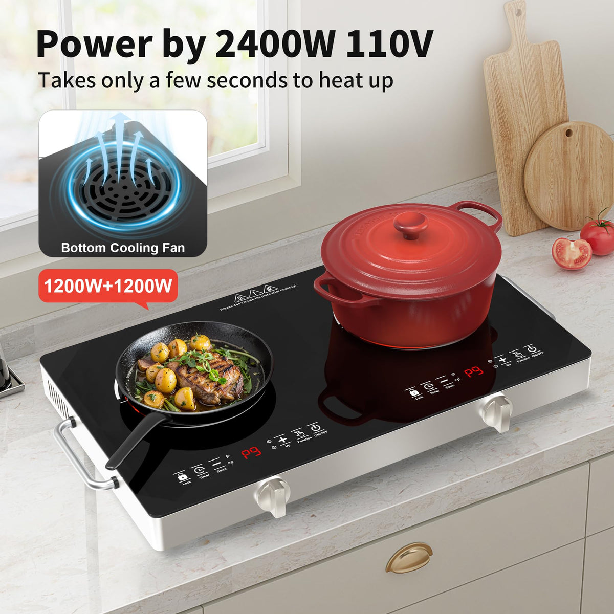 4 Burner Electric Cooktop,7200W Built-in & Countertop 4 Burner Electric Stove Top with 9 Power Levels, Child Safety Lock & 99mins Timer, 30 inch