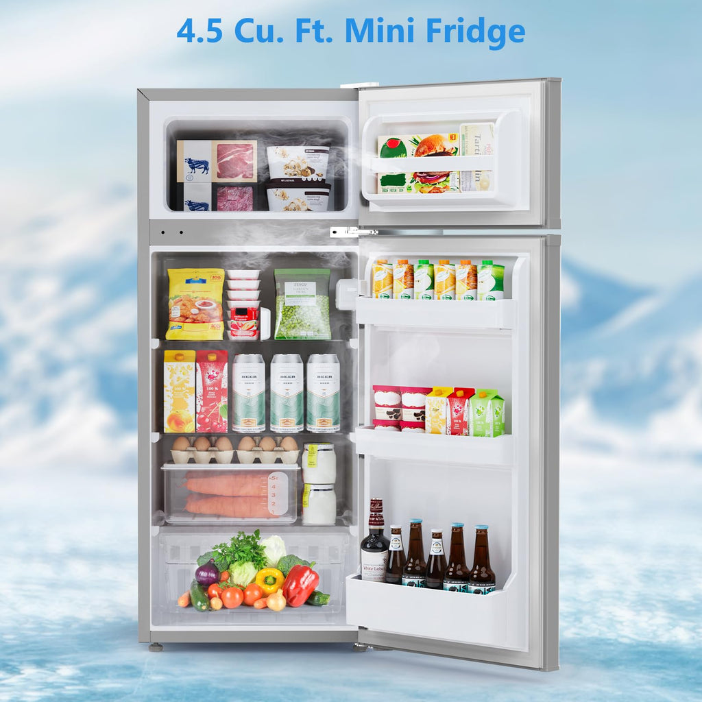 4.5 Cu.Ft Mini Fridge with Freezer, 2 Door Compact Refrigerator, Small Fridge with Adjustable Thermostat Energy Ultra Quiet, Mini Fridge Removable