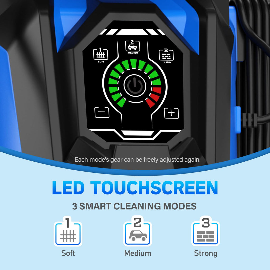 Pressure Washer Power Washers with Touch Screen, 5000PSIIMAX, High Pressure Cleaning Machine with 4 Quick Connect Nozzles and Foam Cannon for Cars
