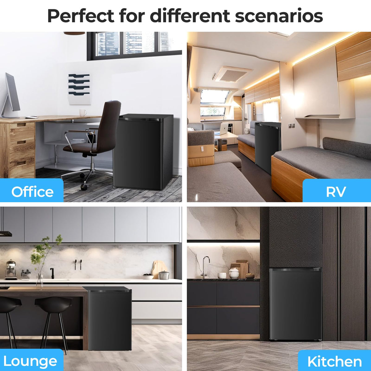 Antarctic Star 3.2 Cu.Ft. Mini Fridge with Freezer, Small Refrigerators with Adjustable Thermostat, Low Noise, Energy Saving, Compact Refrigerators