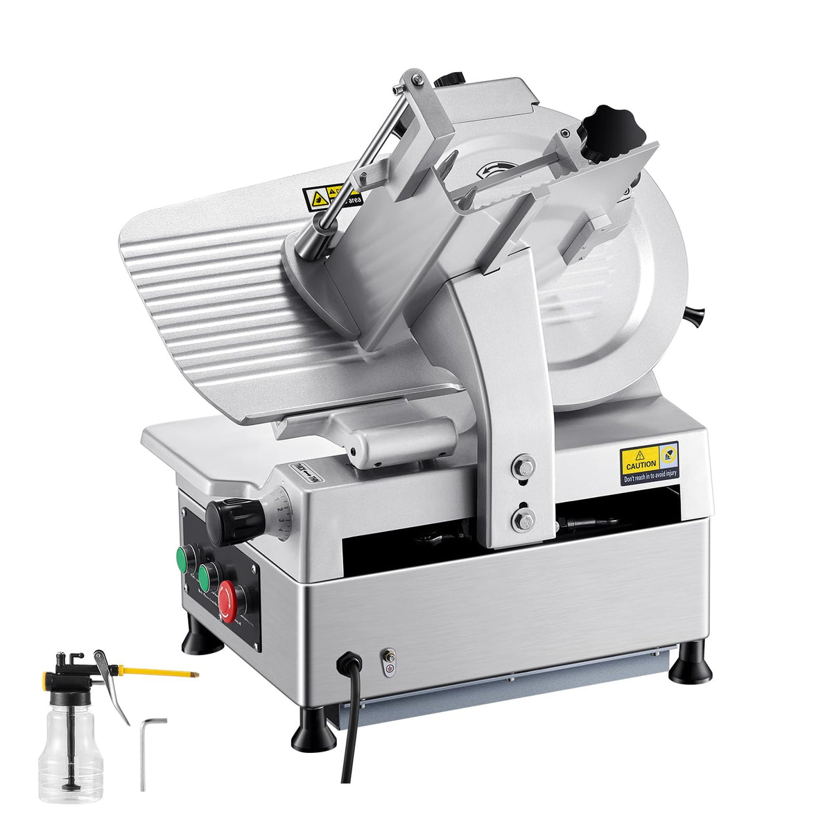 VEVOR Commercial Meat Slicer, 10 inch Electric Food Slicer, 240W Frozen Meat Deli Slicer, Premium Chromium-plated Steel Blade Semi-Auto Meat Slicer