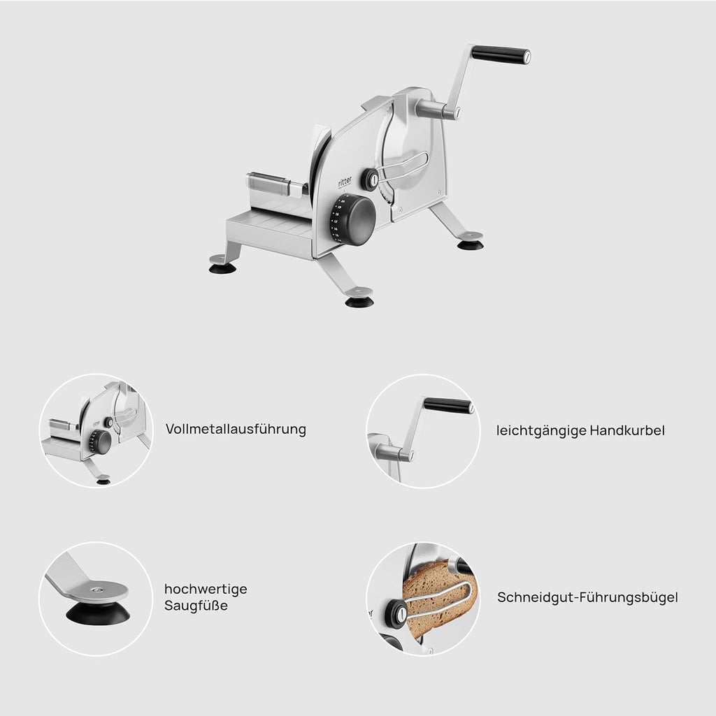 ritter manus 3 Manual universal food slicer & bread slicer machine, Made in Germany