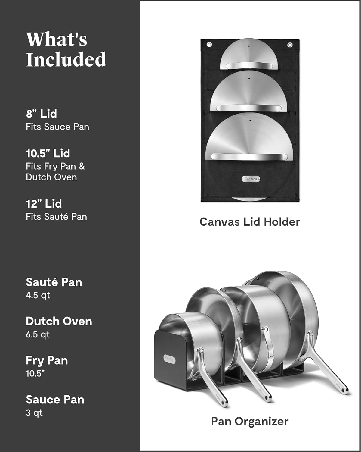 Caraway Stainless Steel Cookware Set C 12 Piece 5-Ply Stainless Steel Pots and Pans Set - Includes Fry, Sauce, Saut Pan, Dutch Oven, and Space