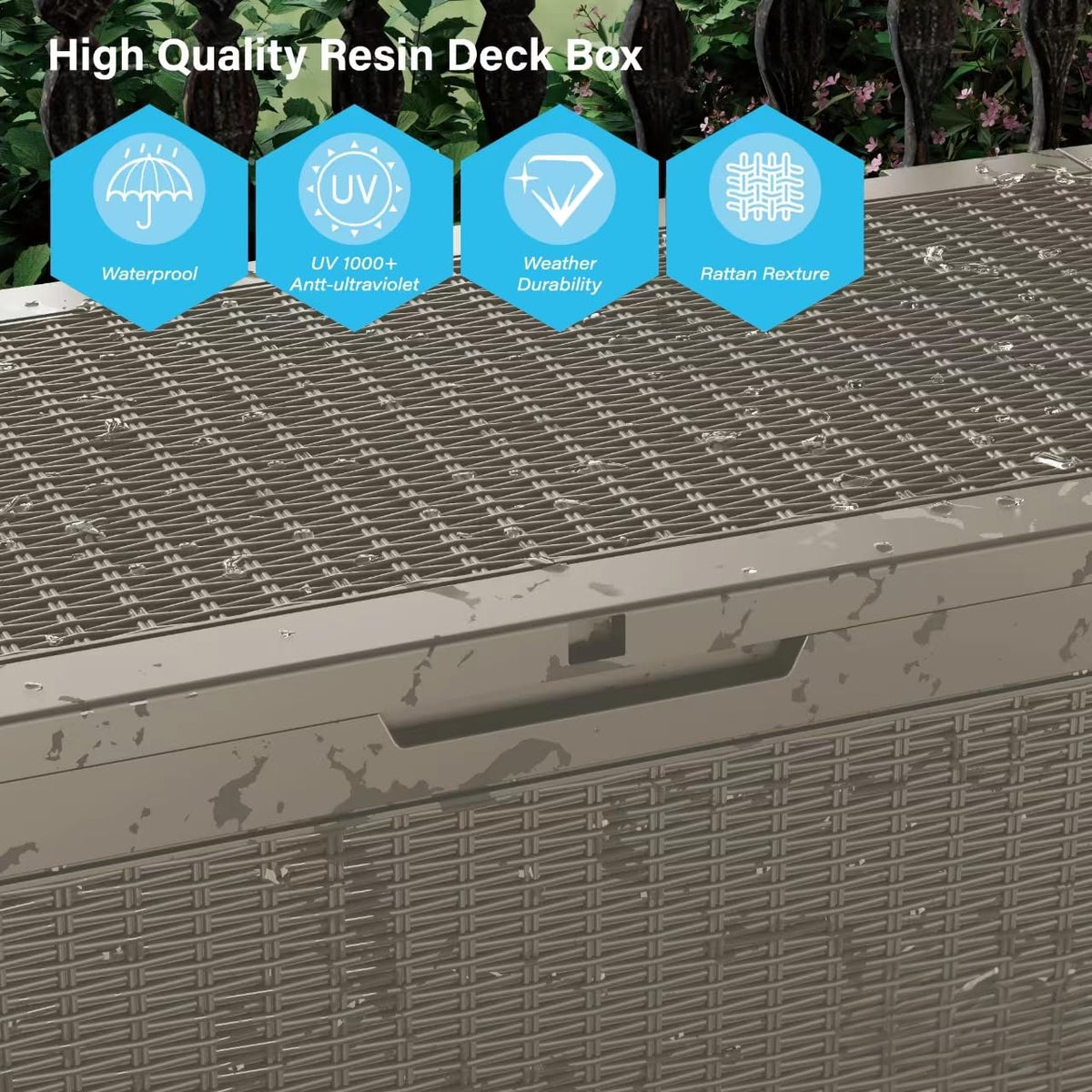 Mersco 320 Gallon Double-Wall Resin Deck Box - Lockable Waterproof Outdoor Storage Box, 1000lbs Capacity & Doubles as Seating for Patio Furniture