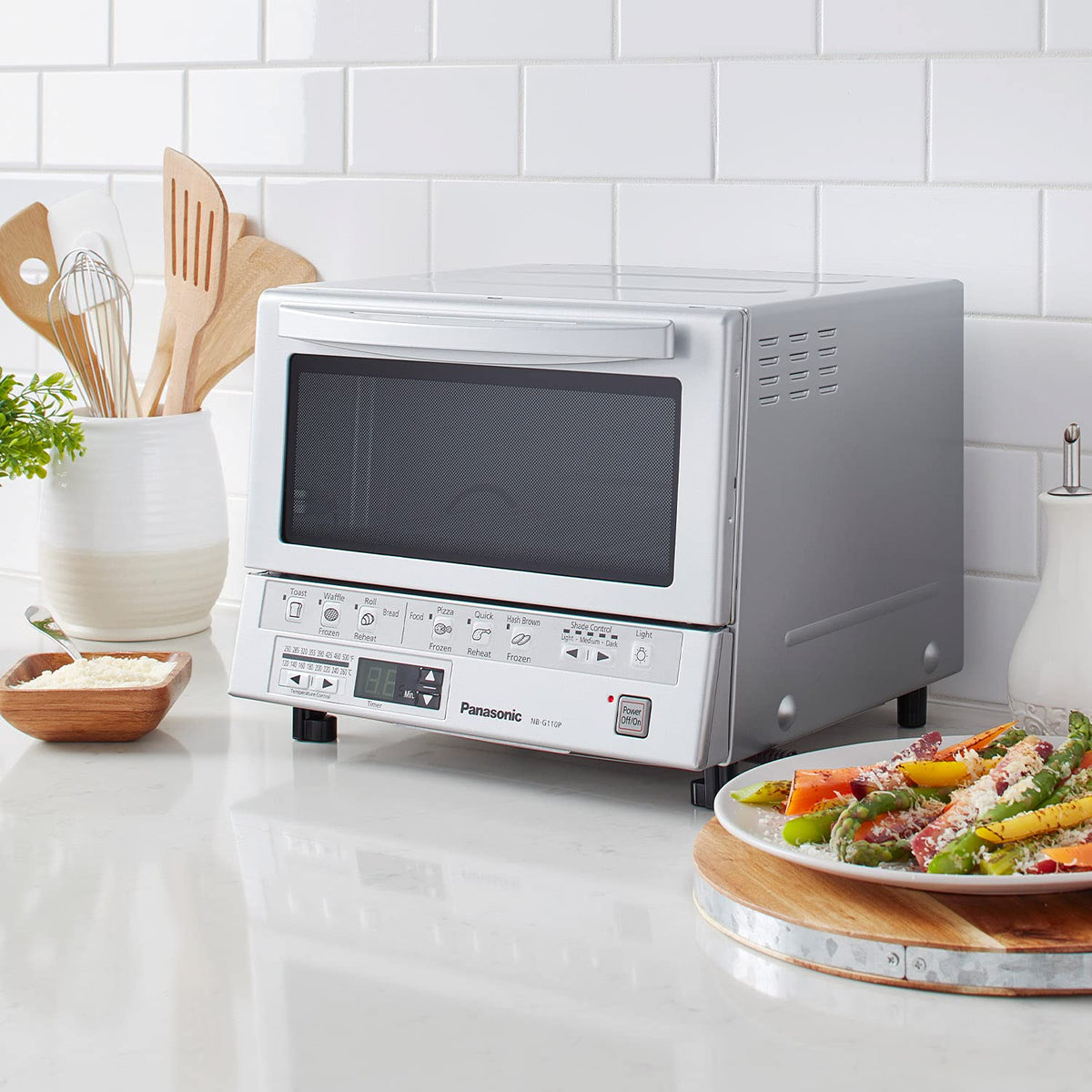 Panasonic FlashXpress Toaster Oven Countertop, 4-Slice Compact Size with Double Infrared Heating, 6 Auto Cook Options and Precise Temperature Control