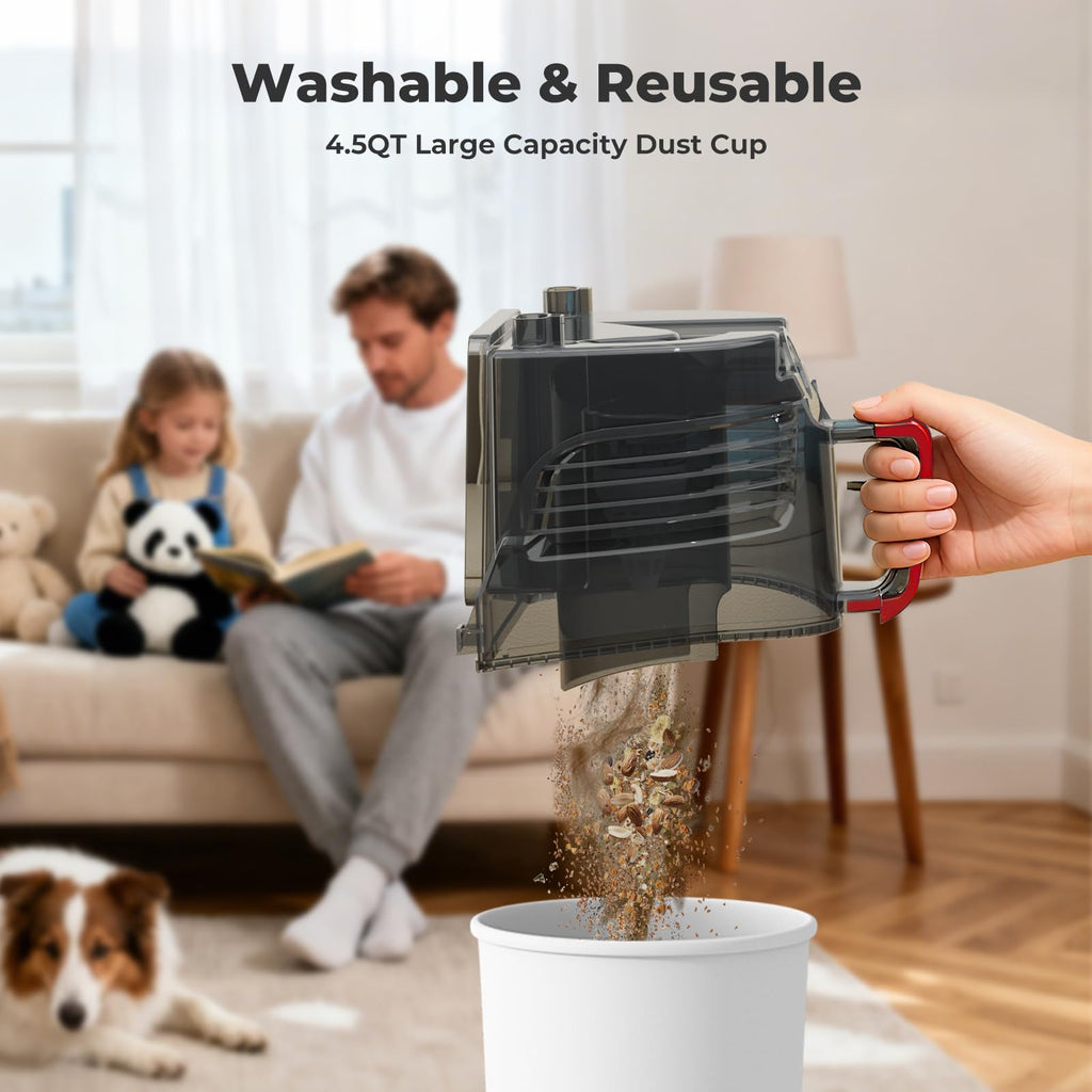 1600W Canister Vacuum Cleaner, Bagless Vacuum Cleaner with 45kPa Strong Suction, 4L Large Dust Cup, Variable Speed Control, 5 Tools, Lightweight