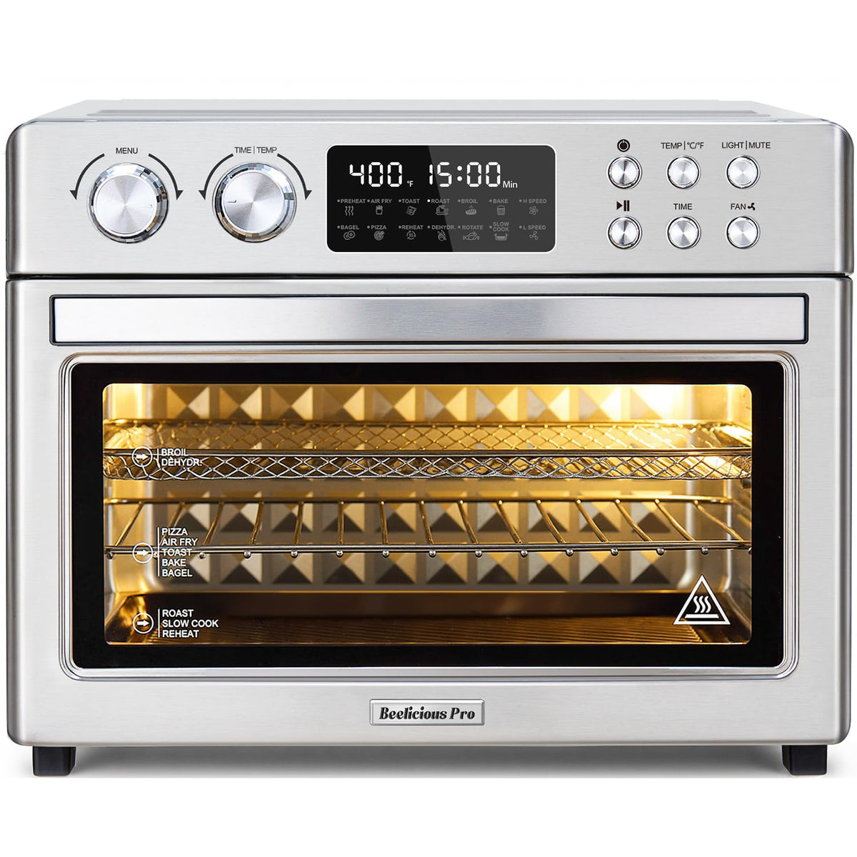28QT Air Fryer Toaster Oven Combo, Large 12-in-1 Convection Countertop Oven with 3-Layer Cooking, Rotisserie for Chicken, 6 Heating Tubes, Fast