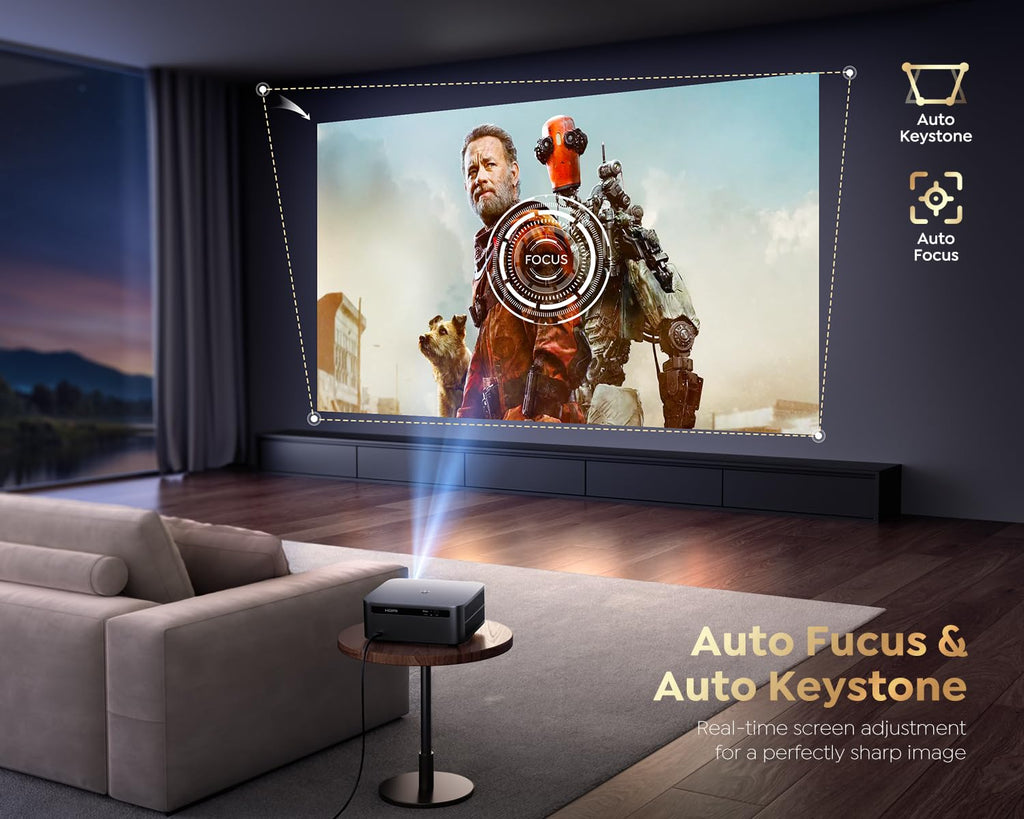 [1500 ANSI/Google TV/Voice Control]Smart Projector with WiFi 6 and Bluetooth, 4K Support, Outdoor Movie Proyector, 1080P Home Ceiling Auto Focus
