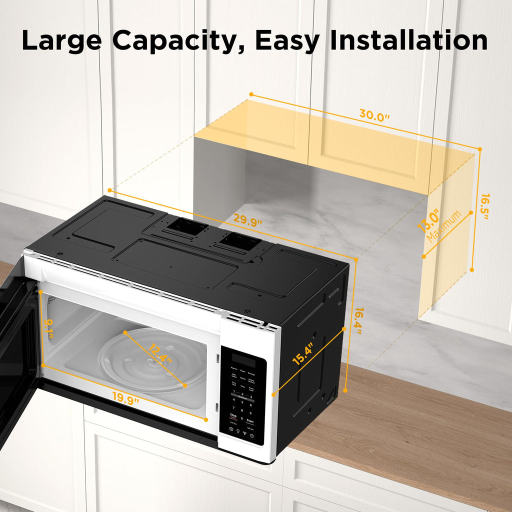 BLACK+DECKER EM044KB19 Over The Range Microwave Oven with One Touch, 1000 Watts, 400 CFM and Auto Cooking, OTR 1.9 Cu.ft