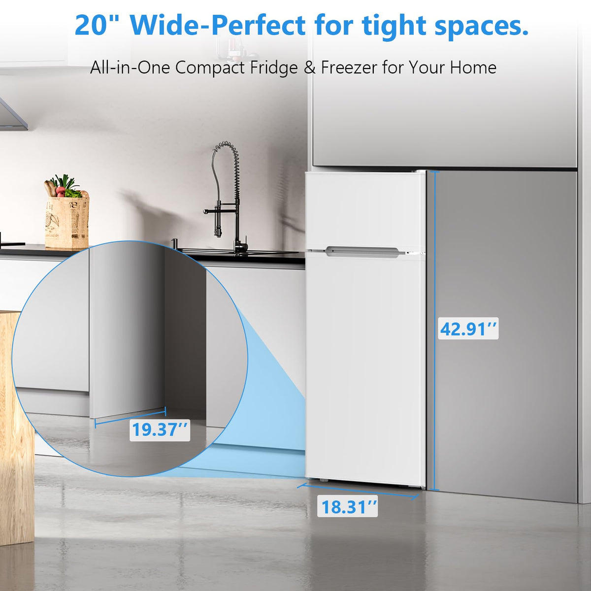 4.5 Cu.Ft Mini Fridge with Freezer, 2 Door Compact Refrigerator, Small Fridge with Adjustable Thermostat Energy Ultra Quiet, Mini Fridge Removable