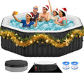 Inflatable Hot Tub, 4-6 Person Polygon Portable Blow Up Hot Tub, Leak-Proof PVC Outdoor Spa with 130 Strong Air Jets, Heater Pump and Insulated Cover