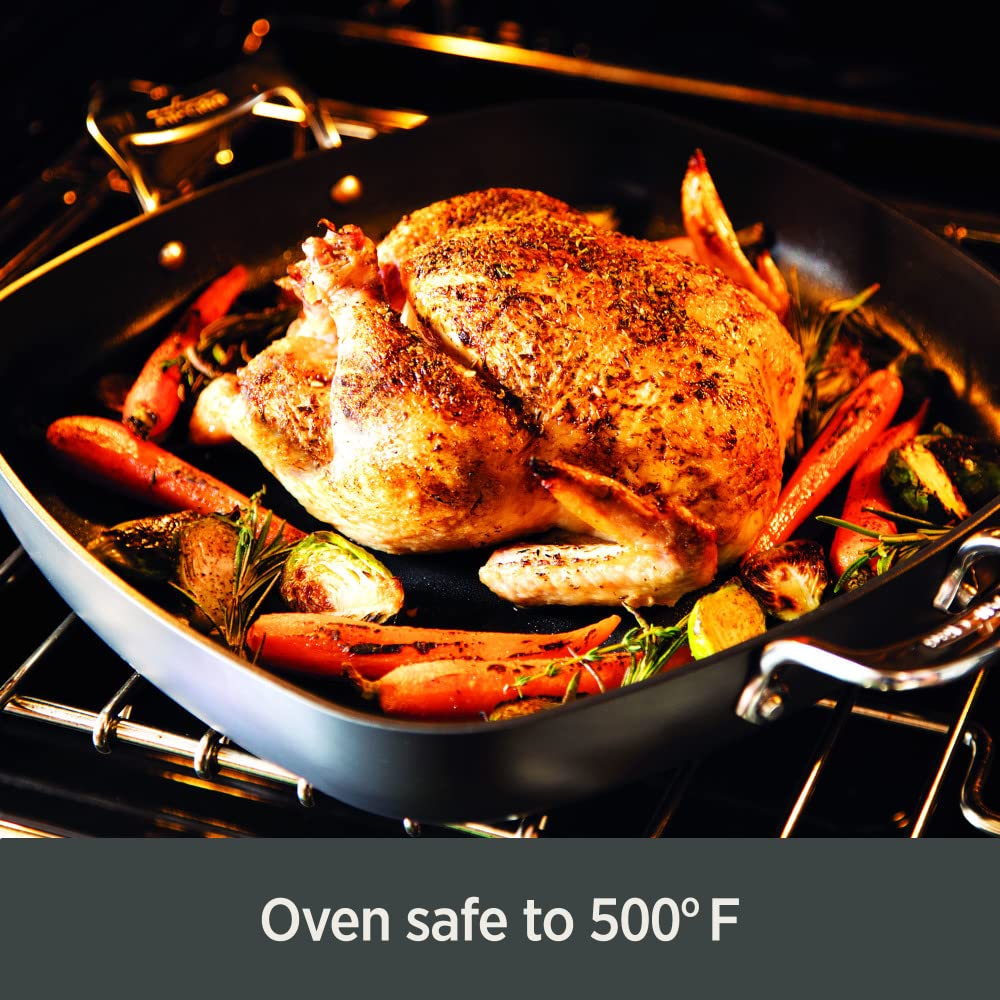 All-Clad HA1 Hard Anodized Nonstick Pots and Pans Set Non Stick Cookware Sets, Oven Broiler Safe 500F, Black