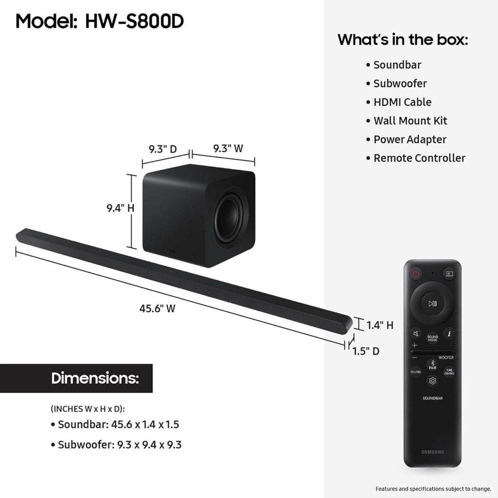 SAMSUNG S60D 5.0ch Soundbar w/Wireless Dolby Atmos Audio, All-in-One Design, Q-Symphony, SpaceFit Sound Pro, Adaptive Sound, Game Mode Pro with Alexa