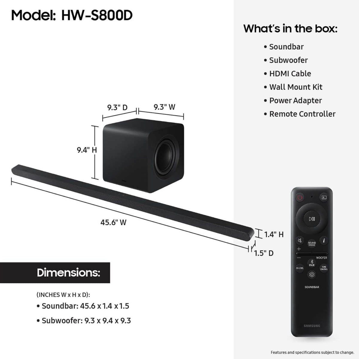 SAMSUNG S60D 5.0ch Soundbar w/Wireless Dolby Atmos Audio, All-in-One Design, Q-Symphony, SpaceFit Sound Pro, Adaptive Sound, Game Mode Pro with Alexa