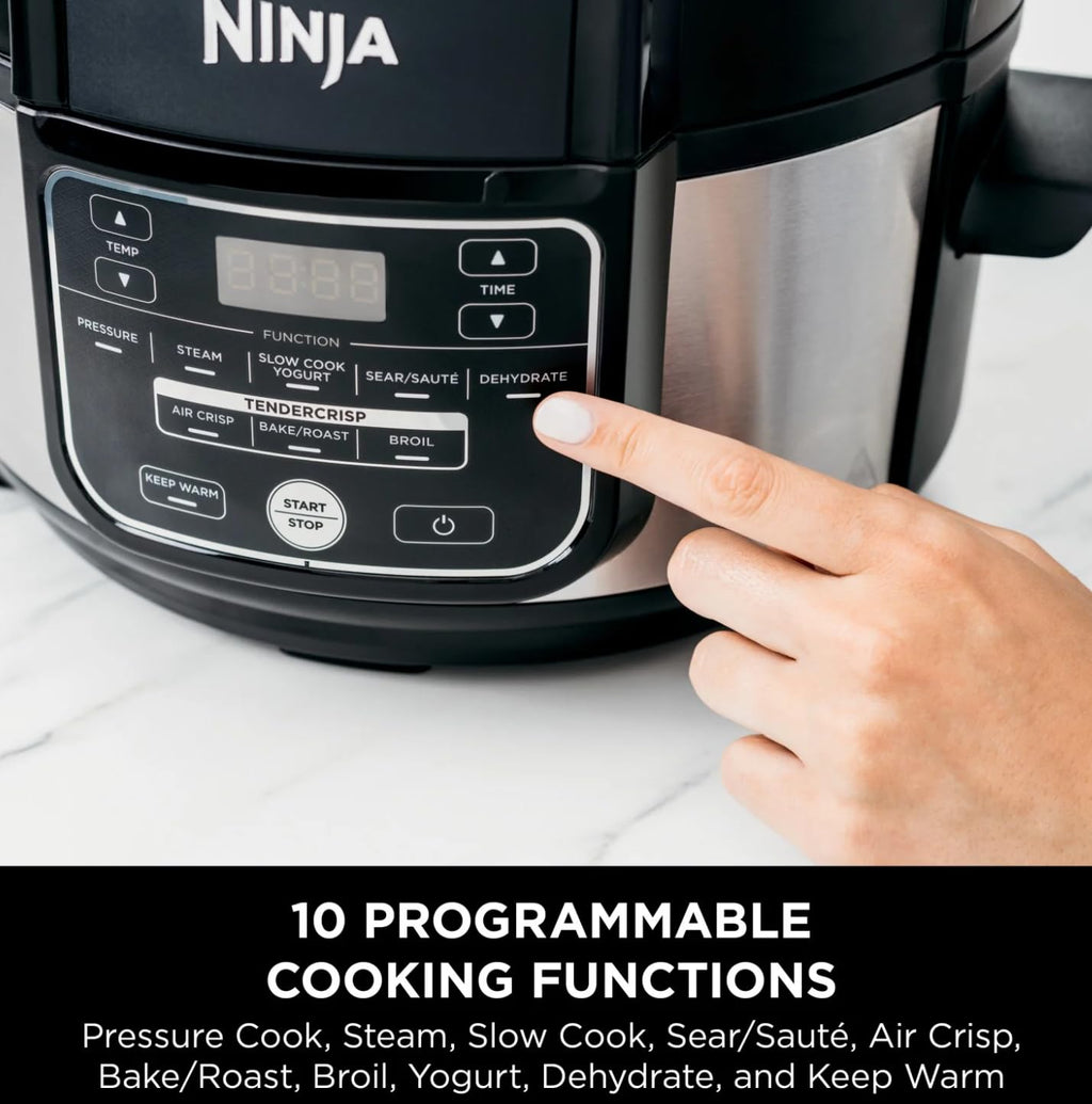 Ninja Foodi 10-in-1 Pressure Cooker & Air Fryer Combo, 6.5 Qt Stainless Steel Multi Cooker C Slow Cook, Steam, Bake, Roast, Dehydrate, Sear C Perfect