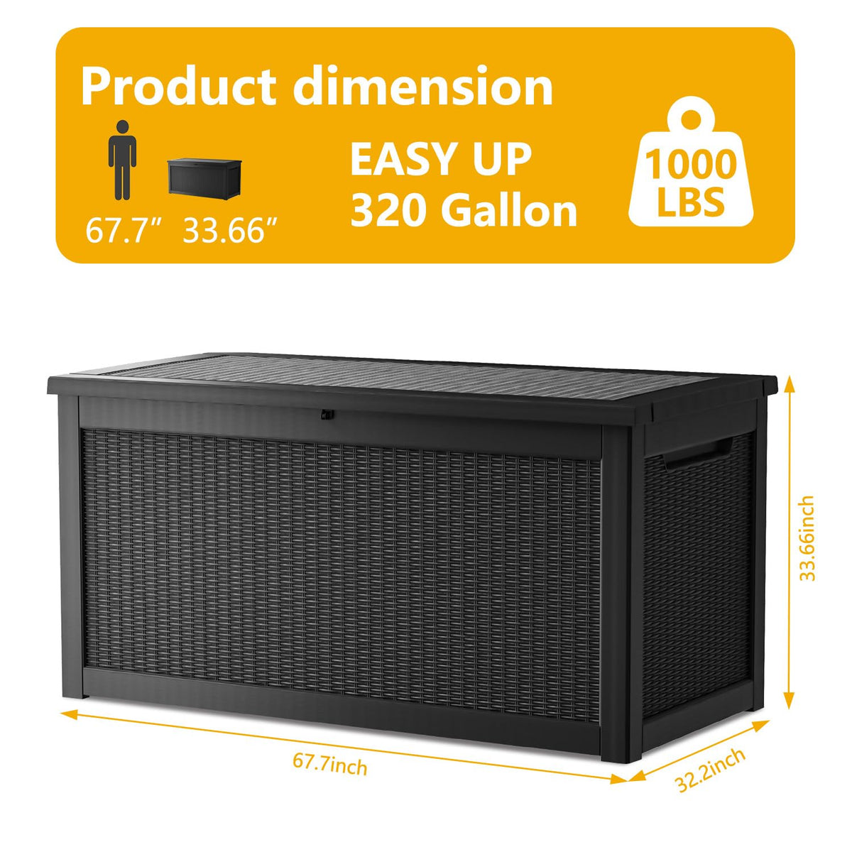 Mersco 320 Gallon Double-Wall Resin Deck Box - Lockable Waterproof Outdoor Storage Box, 1000lbs Capacity & Doubles as Seating for Patio Furniture