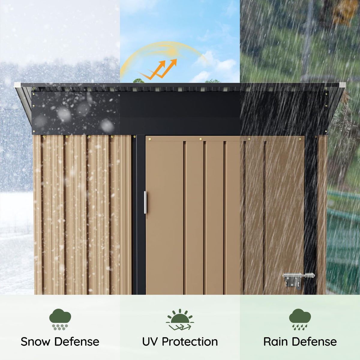 10x10 FT Outdoor Metal Storage Shed, Double Swing Doors, 2 Clear Windows,Tool Shed for Garden, Patio, Backyard Nightblue