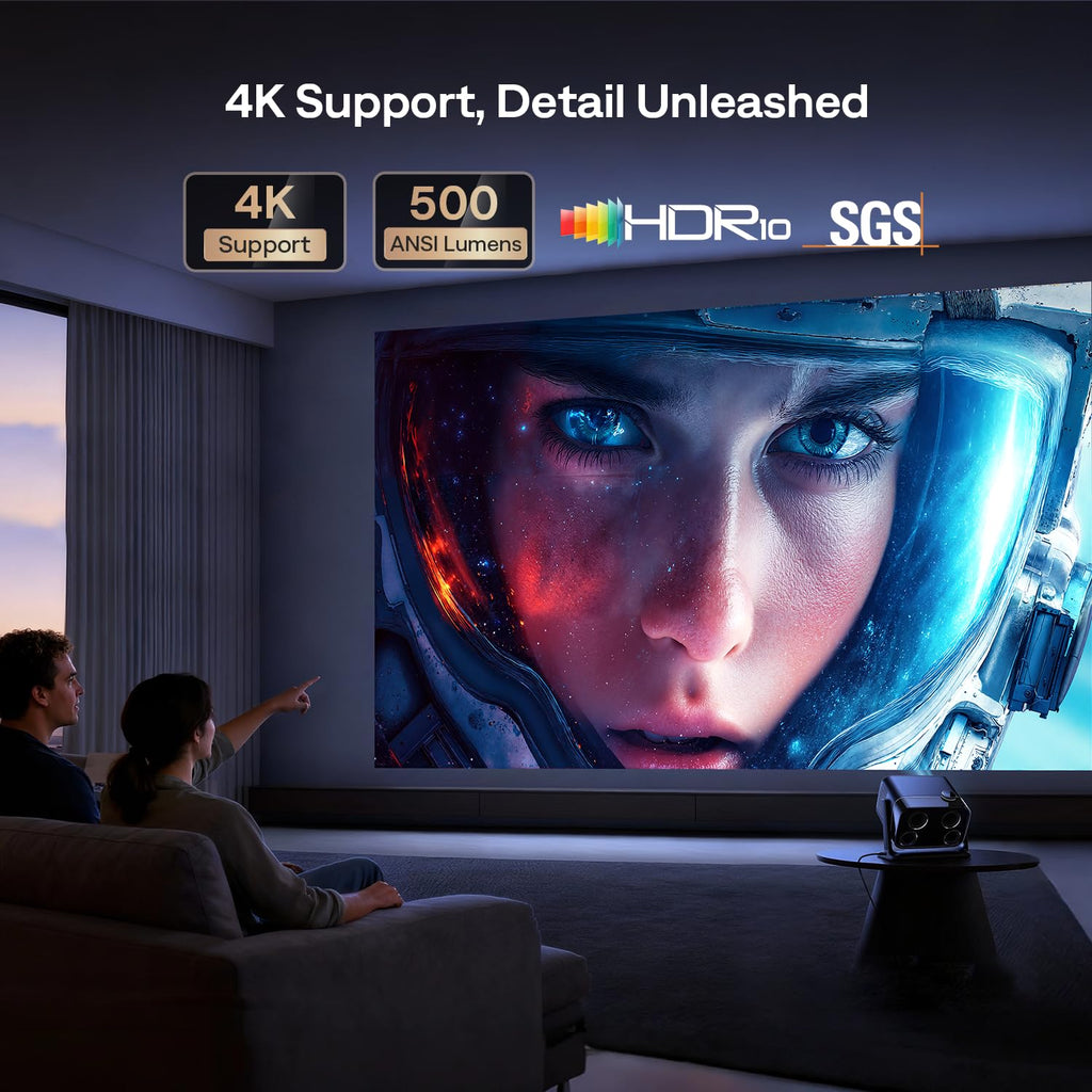 Aurzen BOOM mini Google TV Movie Projector with WiFi and Bluetooth, Voice Control, Family Mode, 20W Dolby Audio, Real-Time Focus, 4K Supported Smart