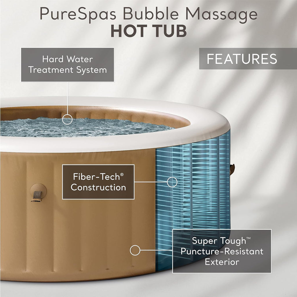INTEX 28425EH PureSpa Bubble Massage Spa Set Outdoor Inflatable Portable Hot Tub, Includes Energy Efficient Spa Cover, Saltwater System Ready, 4