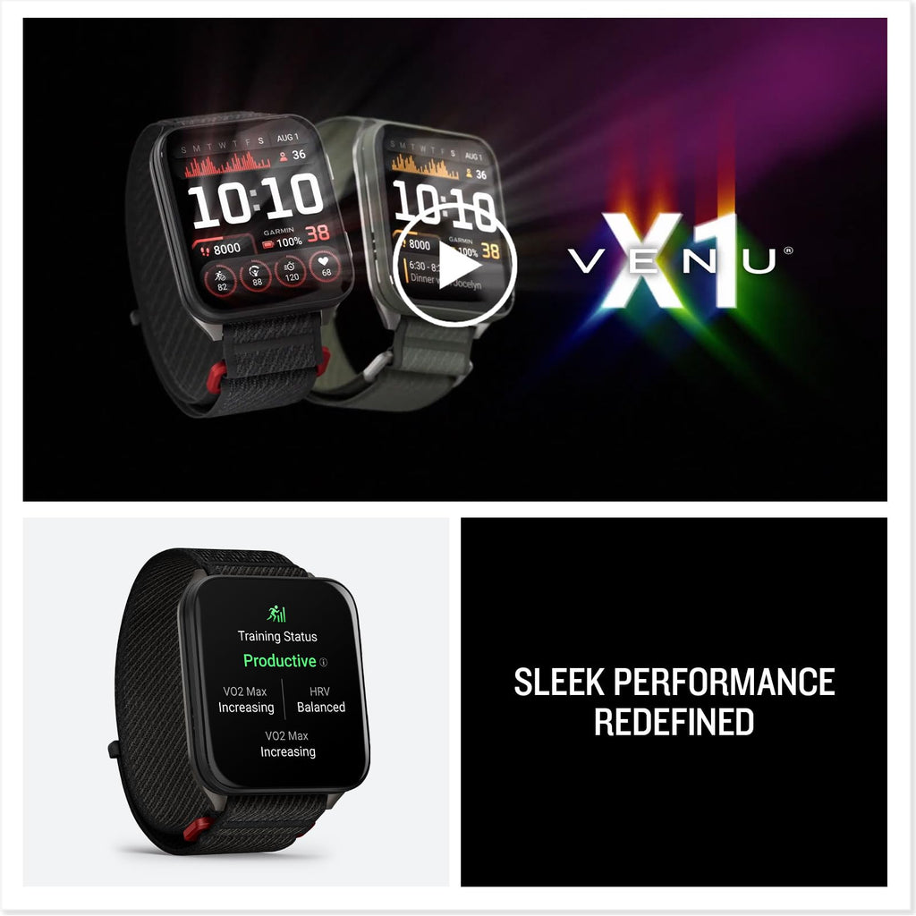 Garmin® Venu® X1, Thin and Lightweight GPS Smartwatch, AMOLED Display, Advanced Health and Fitness Features, Black with Slate Titanium
