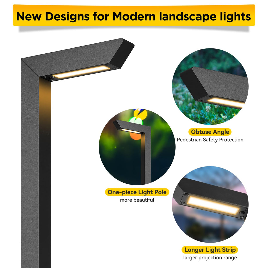 Gardencoin 3CCT LED Low Voltage Landscape Pathway Light, 12V Premium 3000K/4000K/5000K Selectable Path Lights Wired, Modern Walkway Lights Outdoor