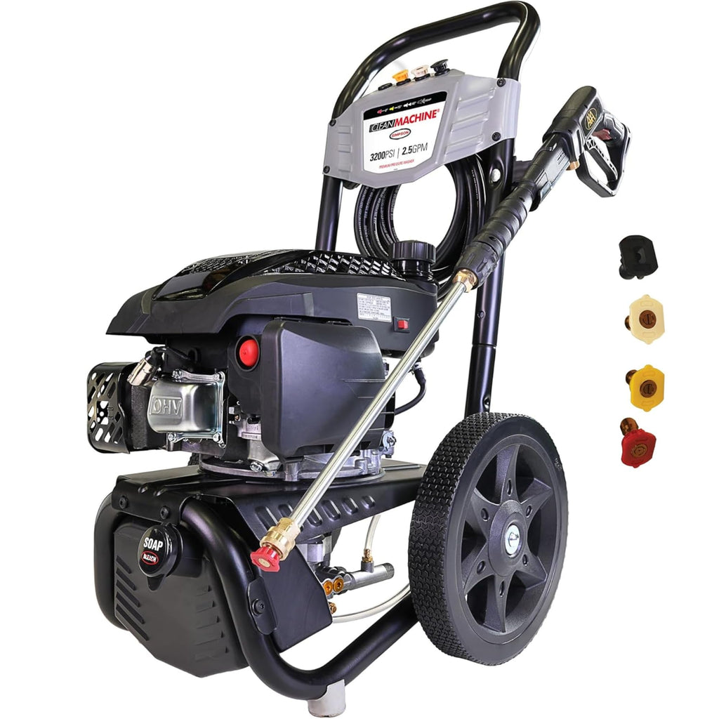 Simpson 3400 PSI Gas Pressure Washer, 2.5 GPM Residential Power Washer, Cold Water, 25' Hose, Clean Machine, 49-State Compliant (CM61083)