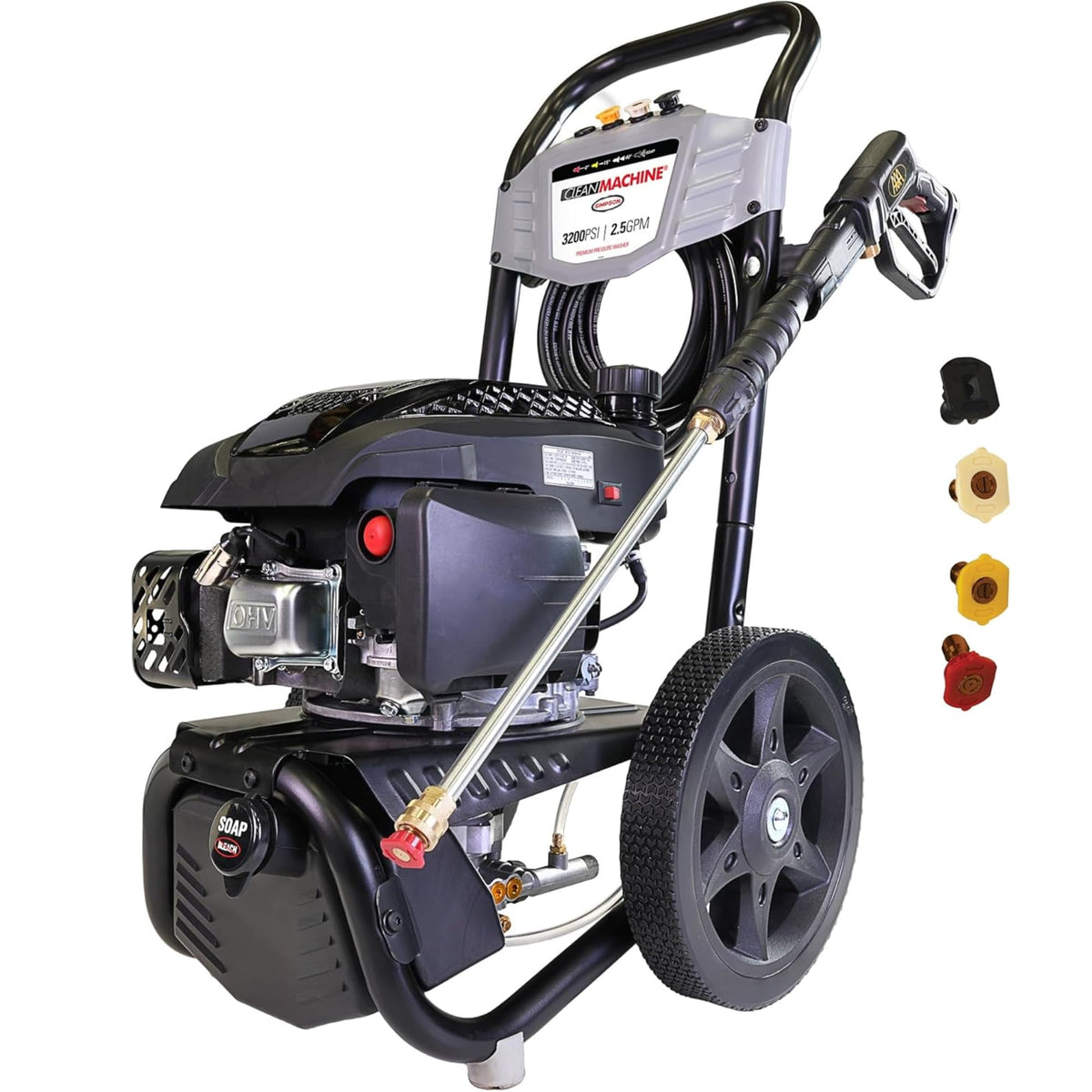 Simpson 3400 PSI Gas Pressure Washer, 2.5 GPM Residential Power Washer, Cold Water, 25' Hose, Clean Machine, 49-State Compliant (CM61083)