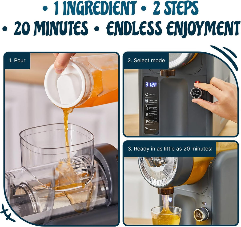Slushie Machine for Home, No Ice Needed Professional Frozen Drink Maker & Soft-Serve Ice Cream Machine- 1.8 L Capacity Slushy Machine for Margaritas