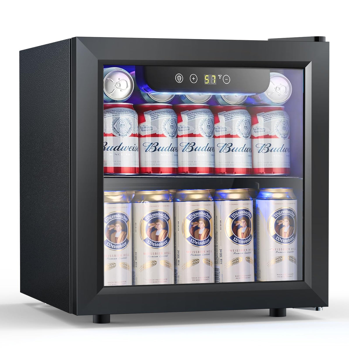 COWSAR 4.5 Cu.Ft Wine Fridge 37 Bottle, ETL Approved Freestanding Wine Cooler 145 Can Beverage Refrigerator with Stainless Steel Reversible Glass