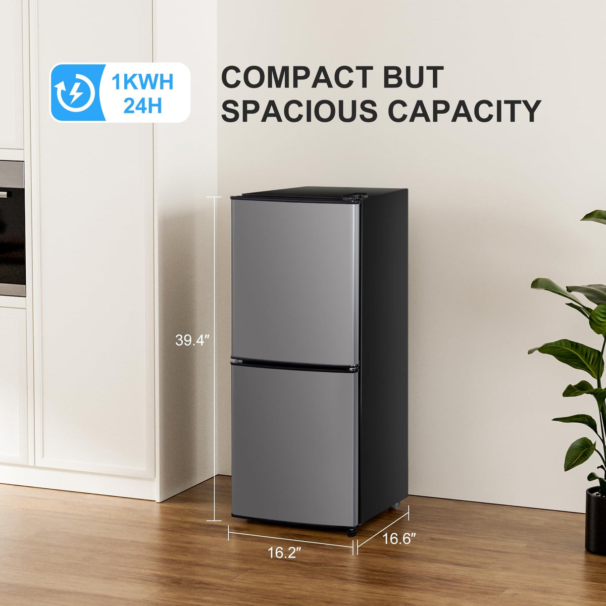 4.2 Cu Ft Mini Fridge for Bedroom, 2 Door Small Fridge, 7 Level Thermostat, LED Light, Small Refrigerator for Bedroom, Office, Dorm