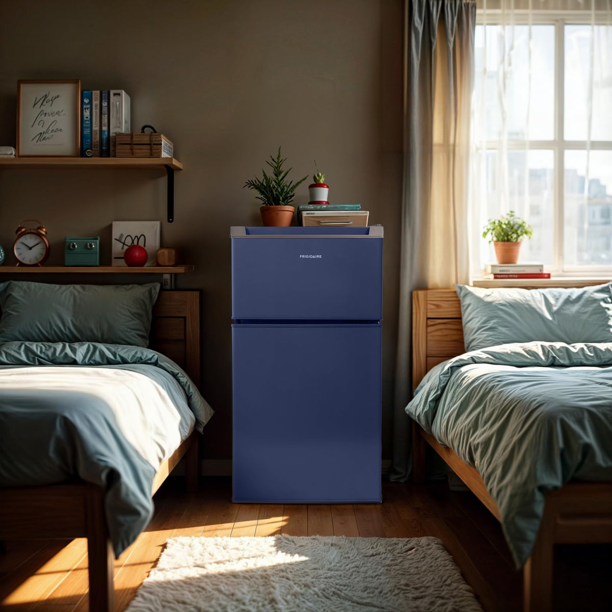 Frigidaire Compact Refrigerator with Top Freezer - 2 Door Fridge with 3.2 Cu Ft, Contemporary Series, Blue