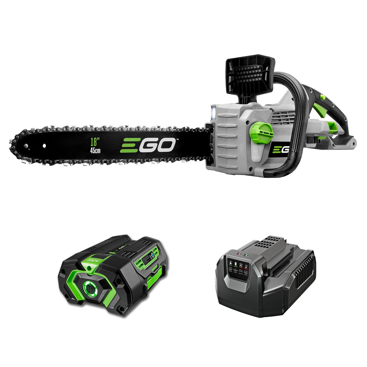 EGO POWER+ Chain Saw, 12" Battery Powered Chainsaw, Electric Cordless, Includes 56V 2.5Ah Battery and Charger - CS1201