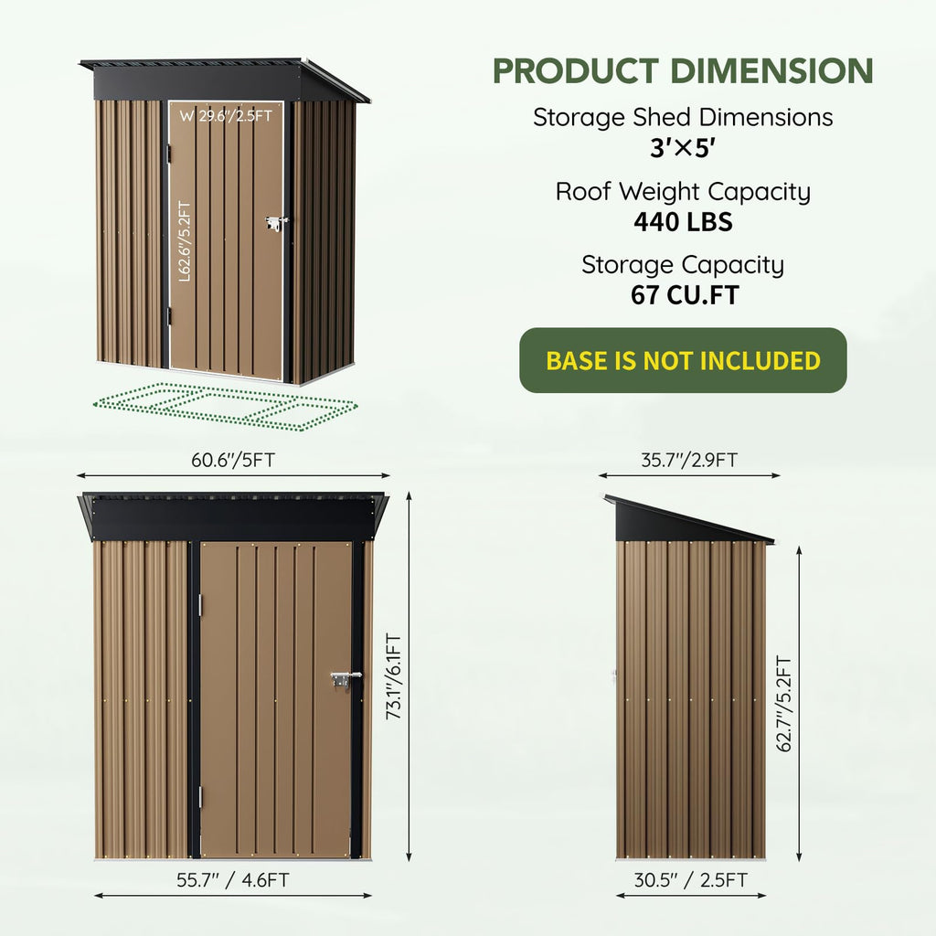 10x10 FT Outdoor Metal Storage Shed, Double Swing Doors, 2 Clear Windows,Tool Shed for Garden, Patio, Backyard Nightblue