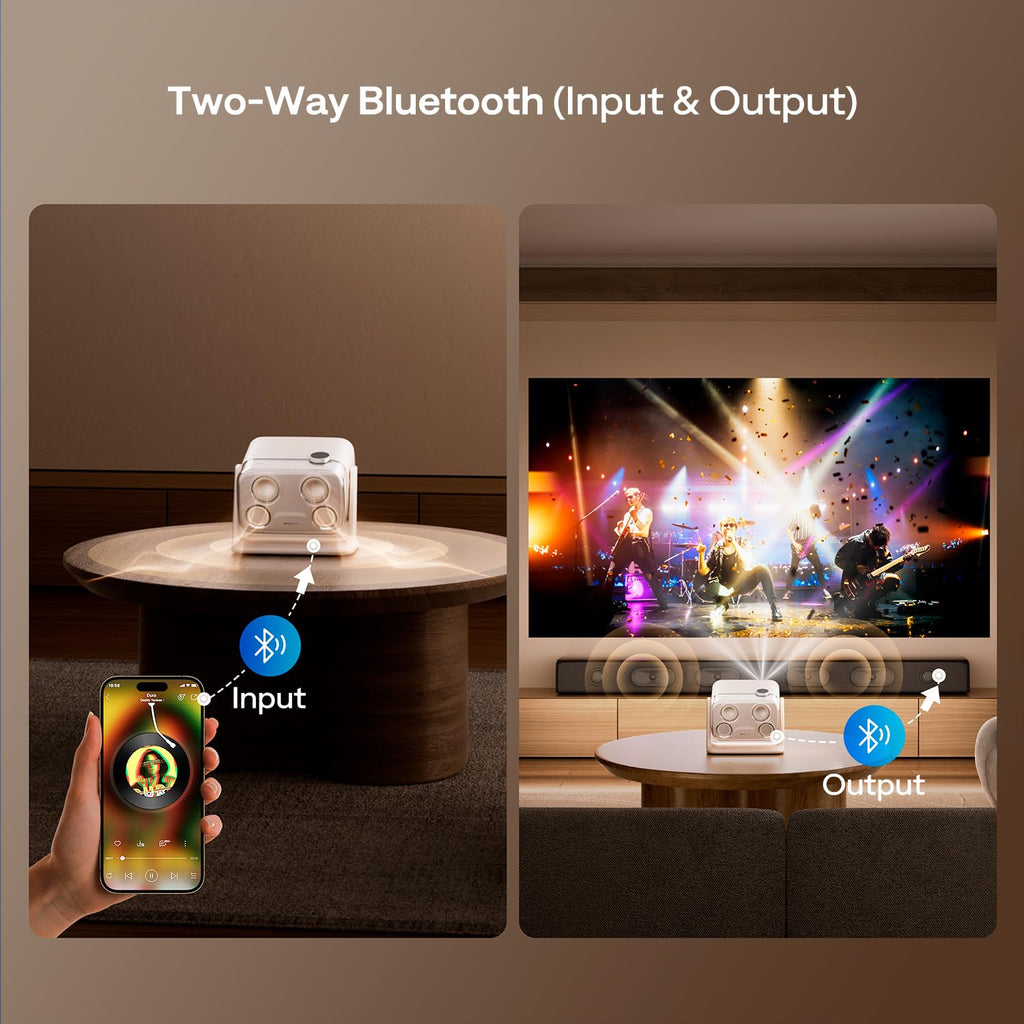 Aurzen BOOM mini Google TV Movie Projector with WiFi and Bluetooth, Voice Control, Family Mode, 20W Dolby Audio, Real-Time Focus, 4K Supported Smart