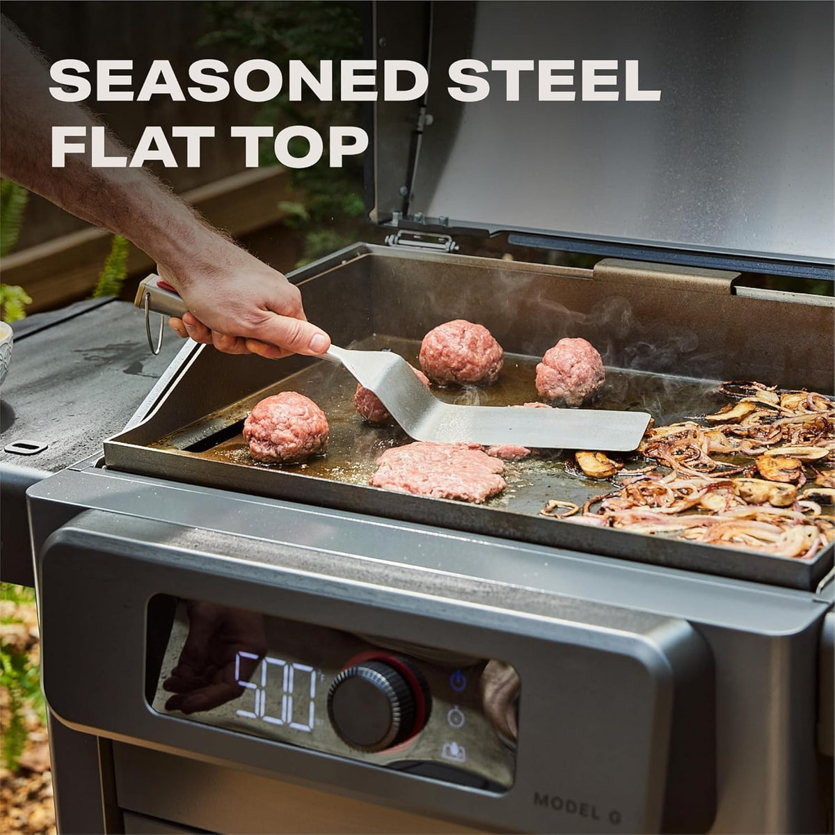 Current Model G Griddle, Smart Electric Outdoor Flat Top BBQ Grill with 200F to 600F Range for Searing & Roasting, Digital Precision, Apartment