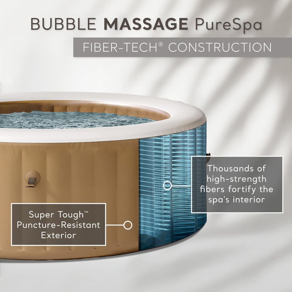 INTEX 28425EH PureSpa Bubble Massage Spa Set Outdoor Inflatable Portable Hot Tub, Includes Energy Efficient Spa Cover, Saltwater System Ready, 4