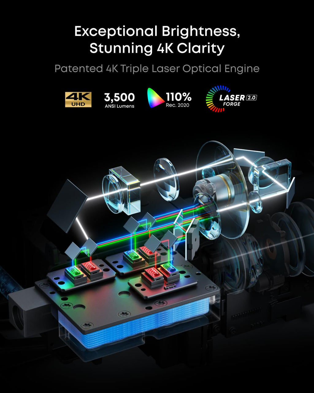 NEBULA X1 Triple Laser 4K Projector, Nebulamaster, 3500 ANSI Lumens, 56000:1 Contrast, 40W Stereo Sound, 0.9-1.5 Optical Zoom, Smart AI, Dolby Vision