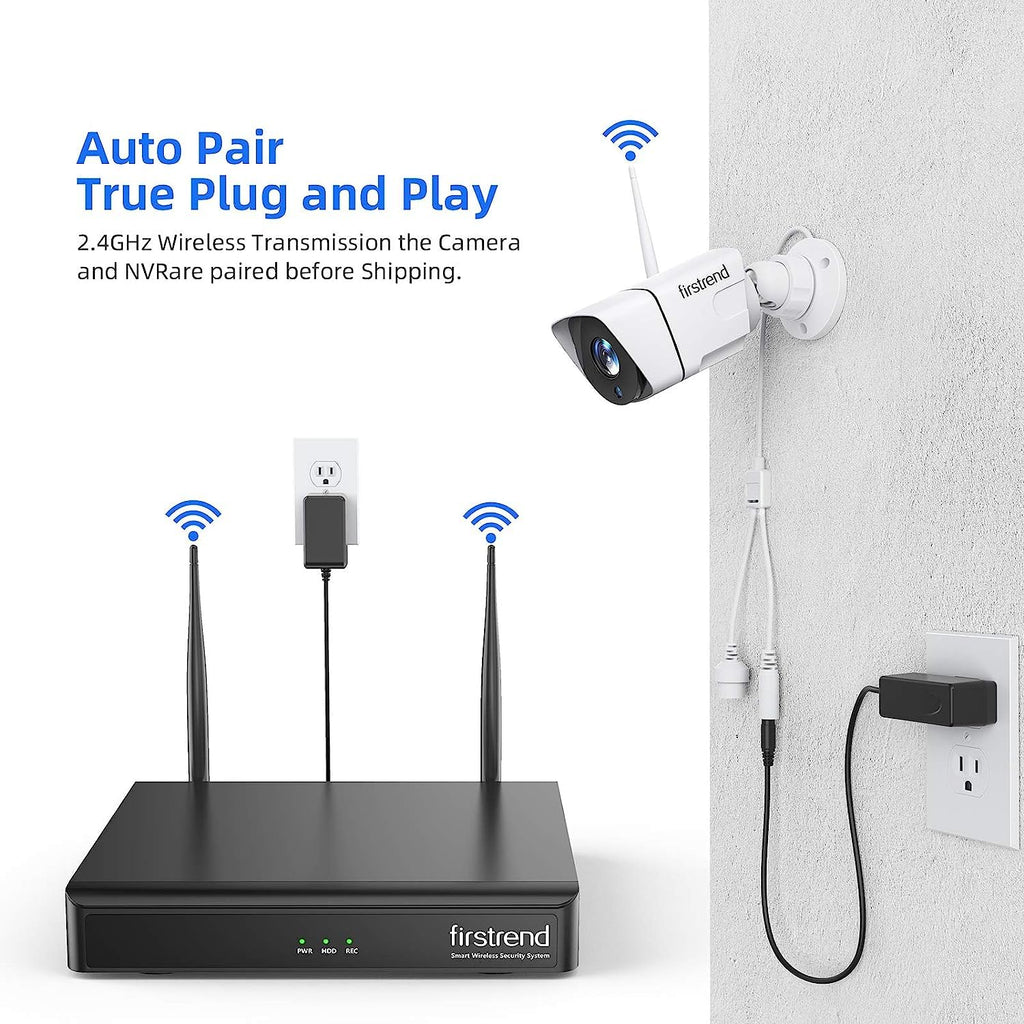 Security Camera System Wireless,Firstrend 1080P 8CH Wireless Home Security Systems with 4 pcs 2MP Full HD Cameras 1TB HDD Night Vision Motion