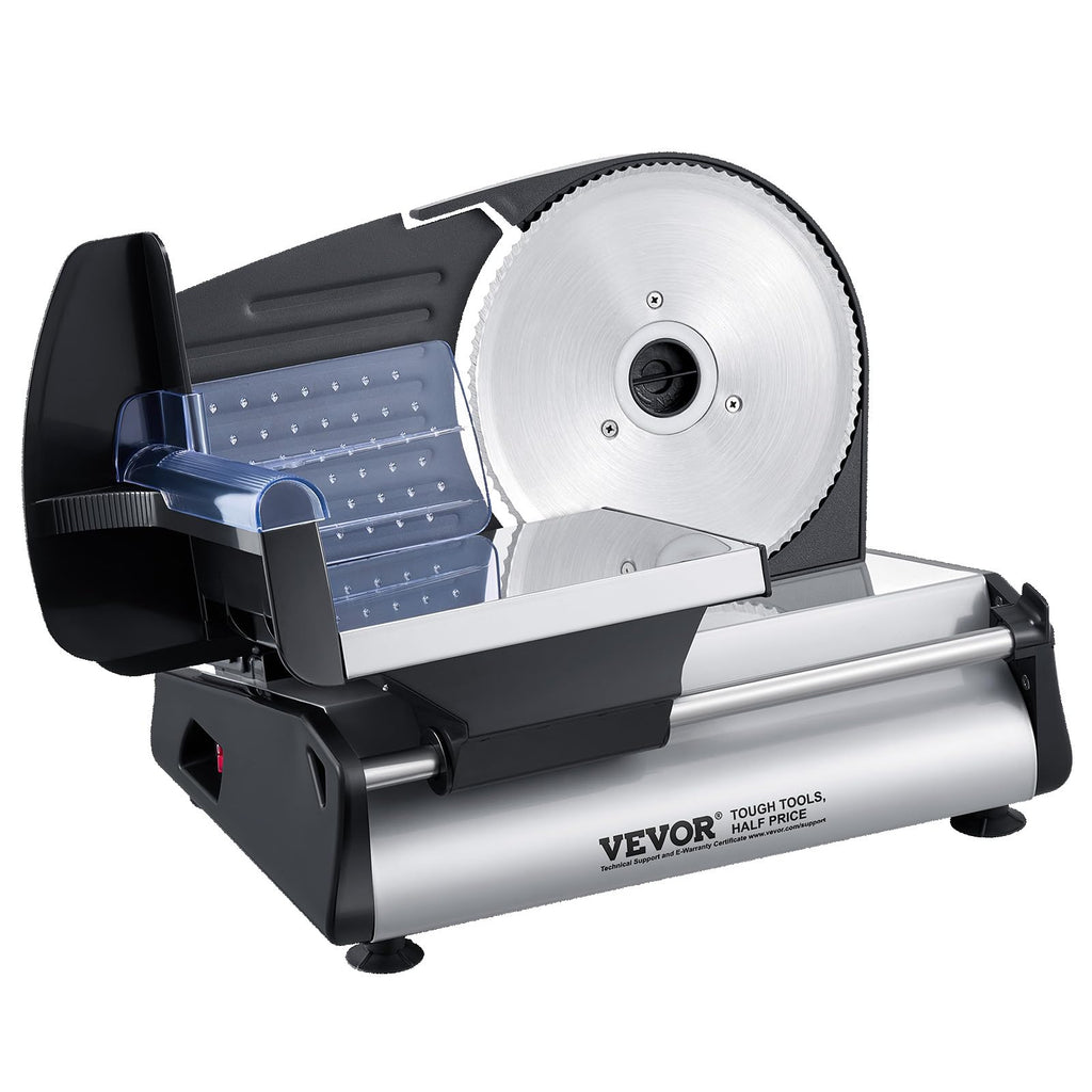 VEVOR Commercial Meat Slicer, 10 inch Electric Food Slicer, 240W Frozen Meat Deli Slicer, Premium Chromium-plated Steel Blade Semi-Auto Meat Slicer