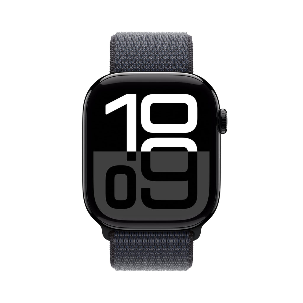 Apple Watch Series 10 [GPS 46mm case] Smartwatch with Jet Black Aluminum Case with Black Sport Band - M/L. Fitness Tracker, ECG App, Always-On Retina