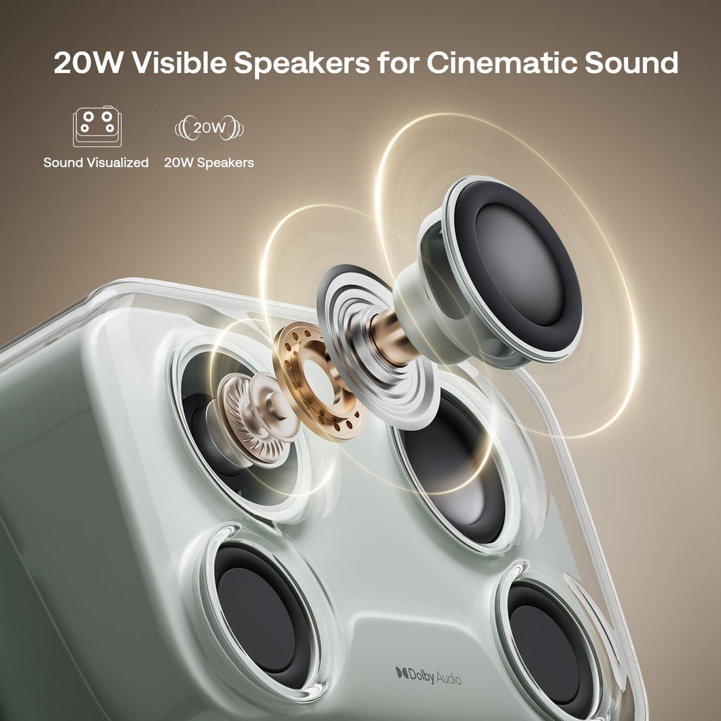 Aurzen BOOM mini Google TV Movie Projector with WiFi and Bluetooth, Voice Control, Family Mode, 20W Dolby Audio, Real-Time Focus, 4K Supported Smart