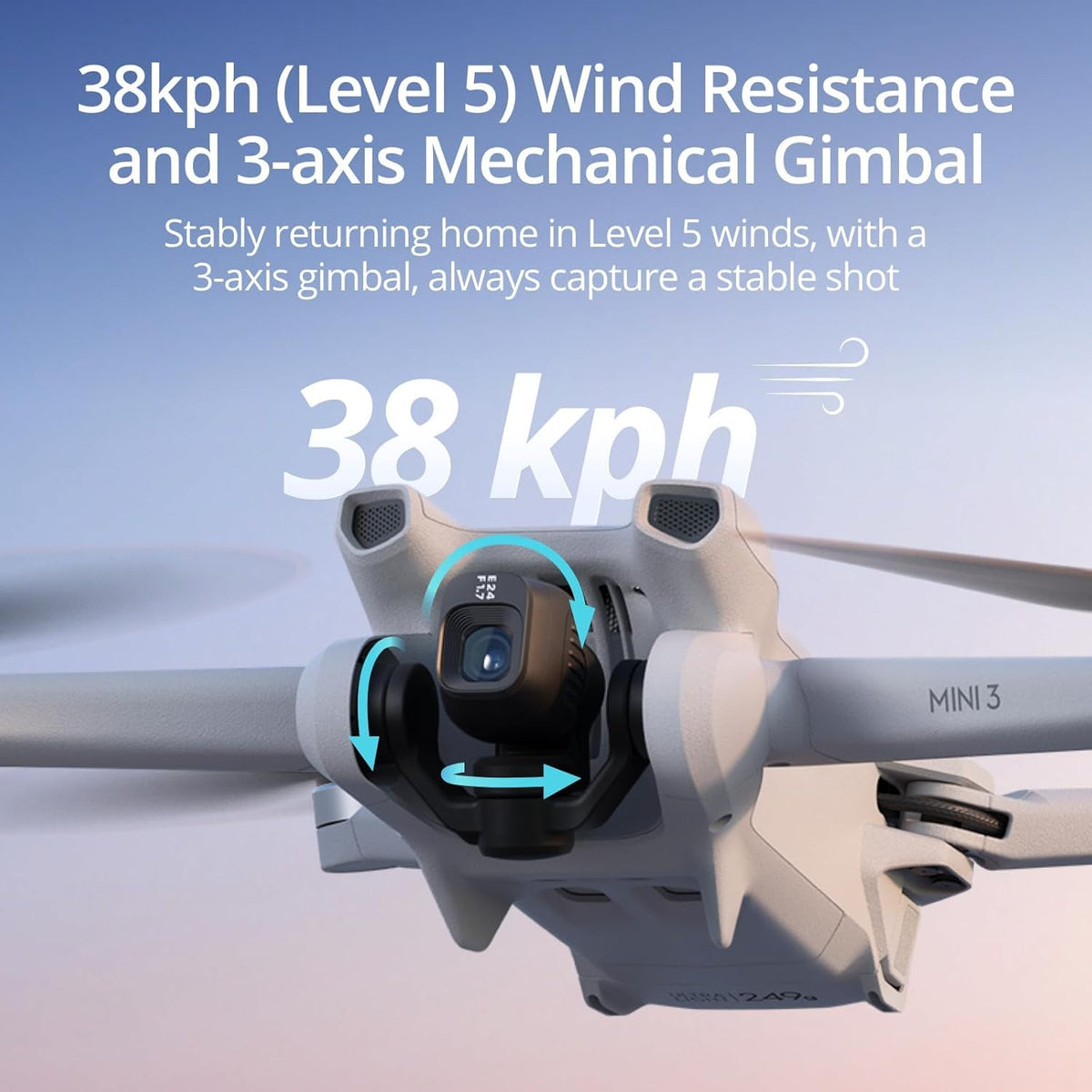 DJI Mini 3, Drones with Camera for Adults 4K, 38-min Flight Time, up to 32800ft (10km) Video Transmission, True Vertical Shooting, GPS Auto Return