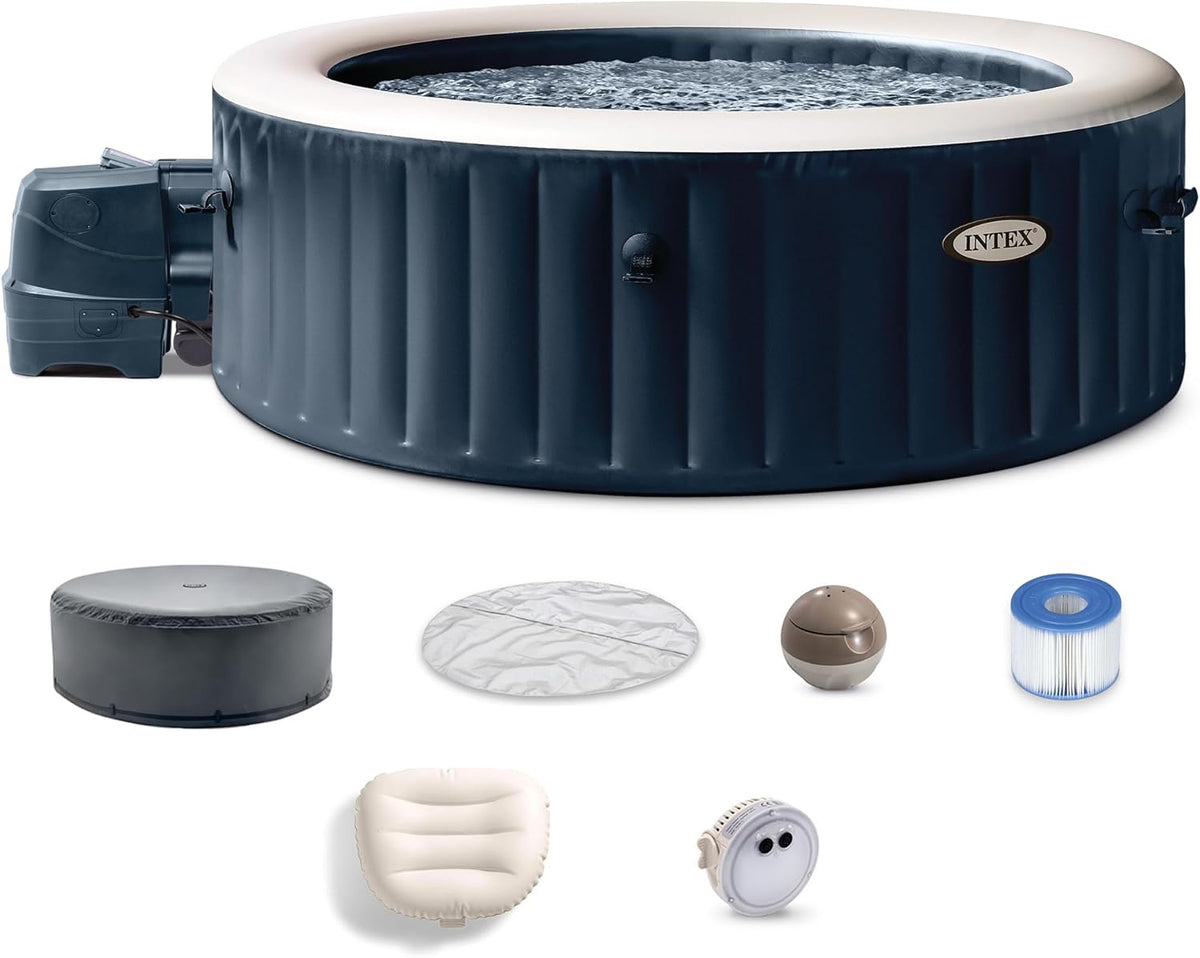 INTEX 28429EP PureSpa Plus Bubble Massage Spa Set: Includes C 2 Contoured Headrest C LED Light C 4 Person Capacity C 77" x 28"