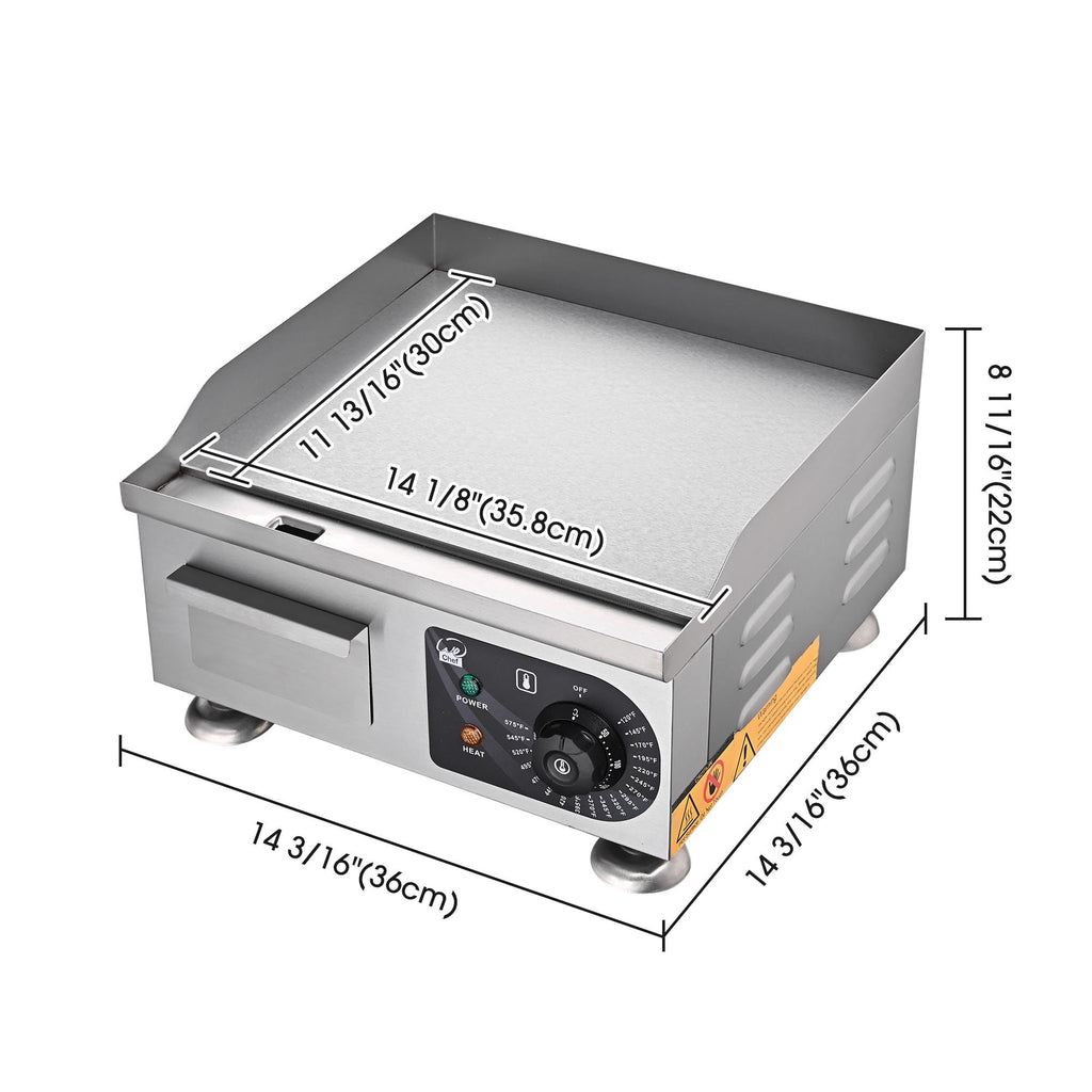 WeChef 24" Commercial Griddle 3500W Electric Countertop Griddle Non-Stick Flat Stainless Steel Adjustable Restaurant Grill Temperature Control 122 to