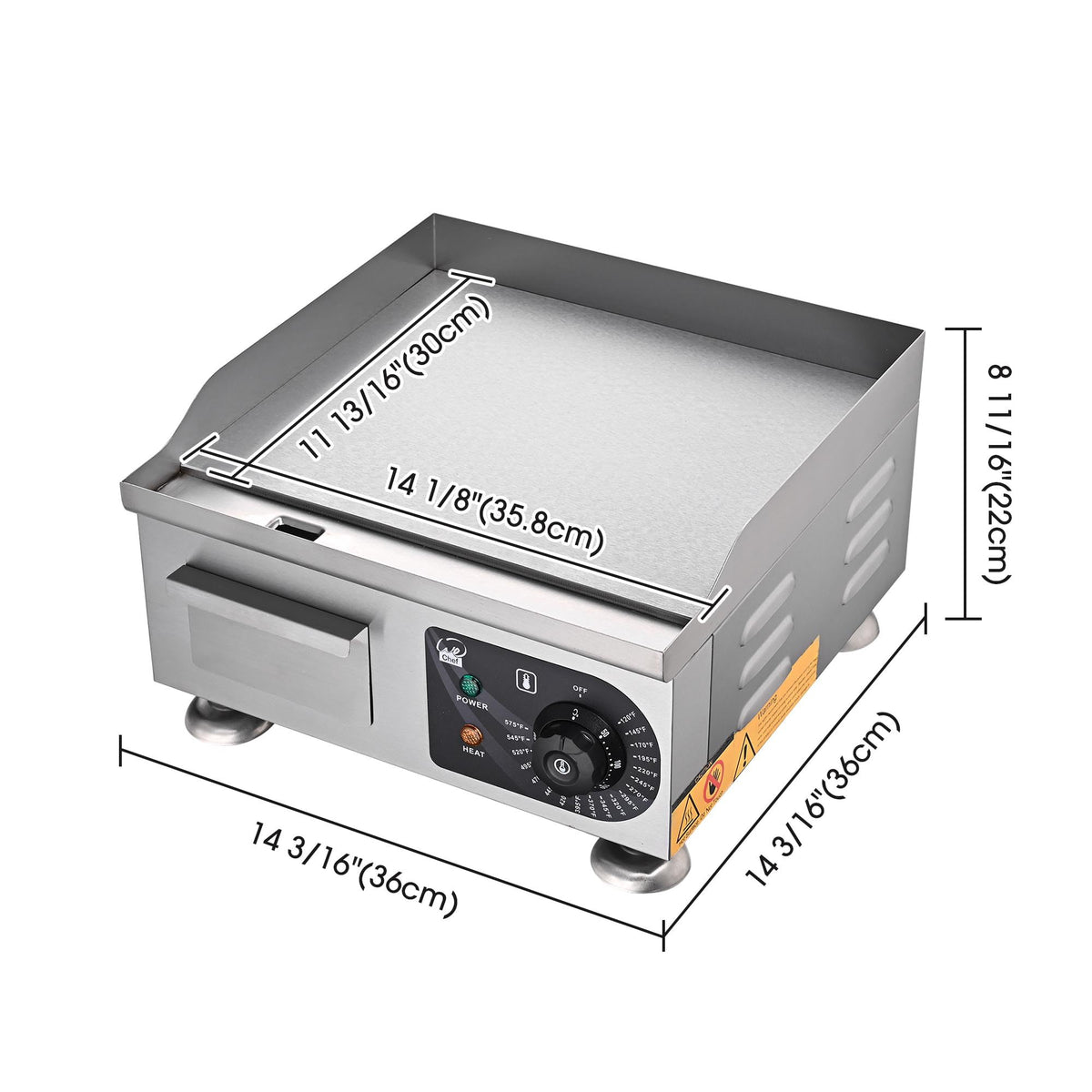 WeChef 24" Commercial Griddle 3500W Electric Countertop Griddle Non-Stick Flat Stainless Steel Adjustable Restaurant Grill Temperature Control 122 to