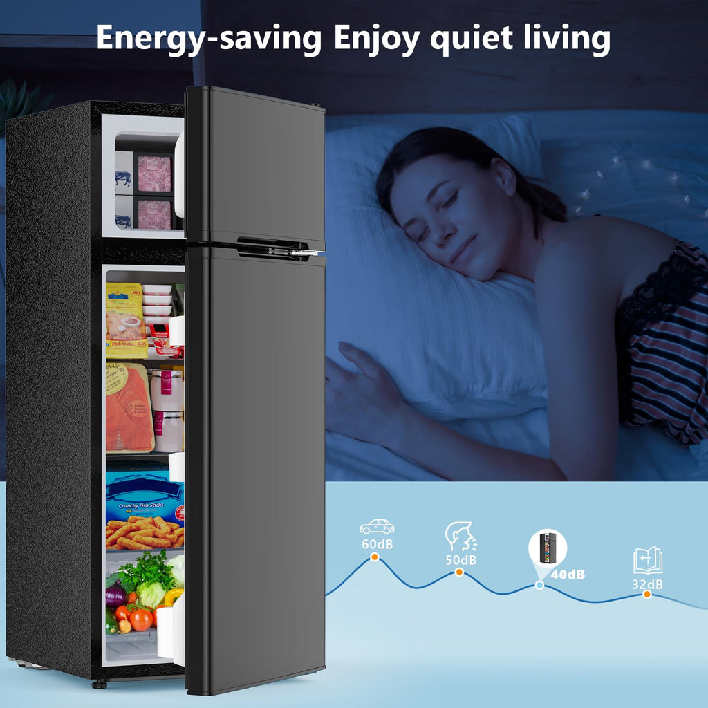 4.5 Cu.Ft Mini Fridge with Freezer, 2 Door Compact Refrigerator, Small Fridge with Adjustable Thermostat Energy Ultra Quiet, Mini Fridge Removable