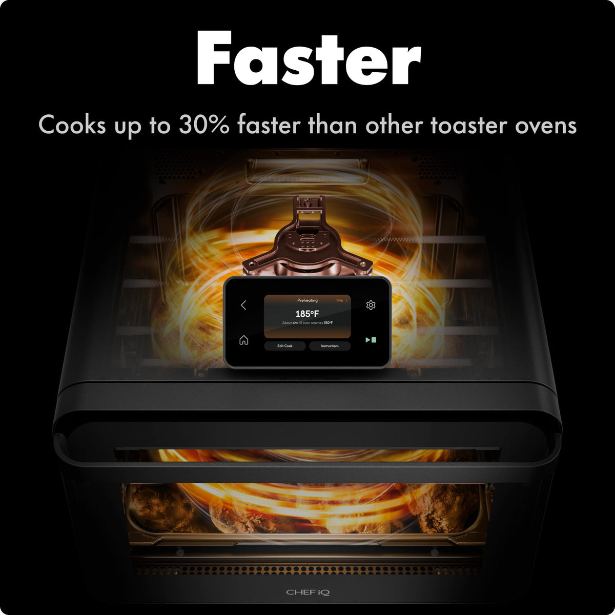 CHEF iQ MiniOven Smart Toaster Oven Air Fryer Combo, 11-in-1 Countertop Convection Oven, Bake, Broil, Air Fry, Broil, Dehydrate, 1750W, 25 Qt
