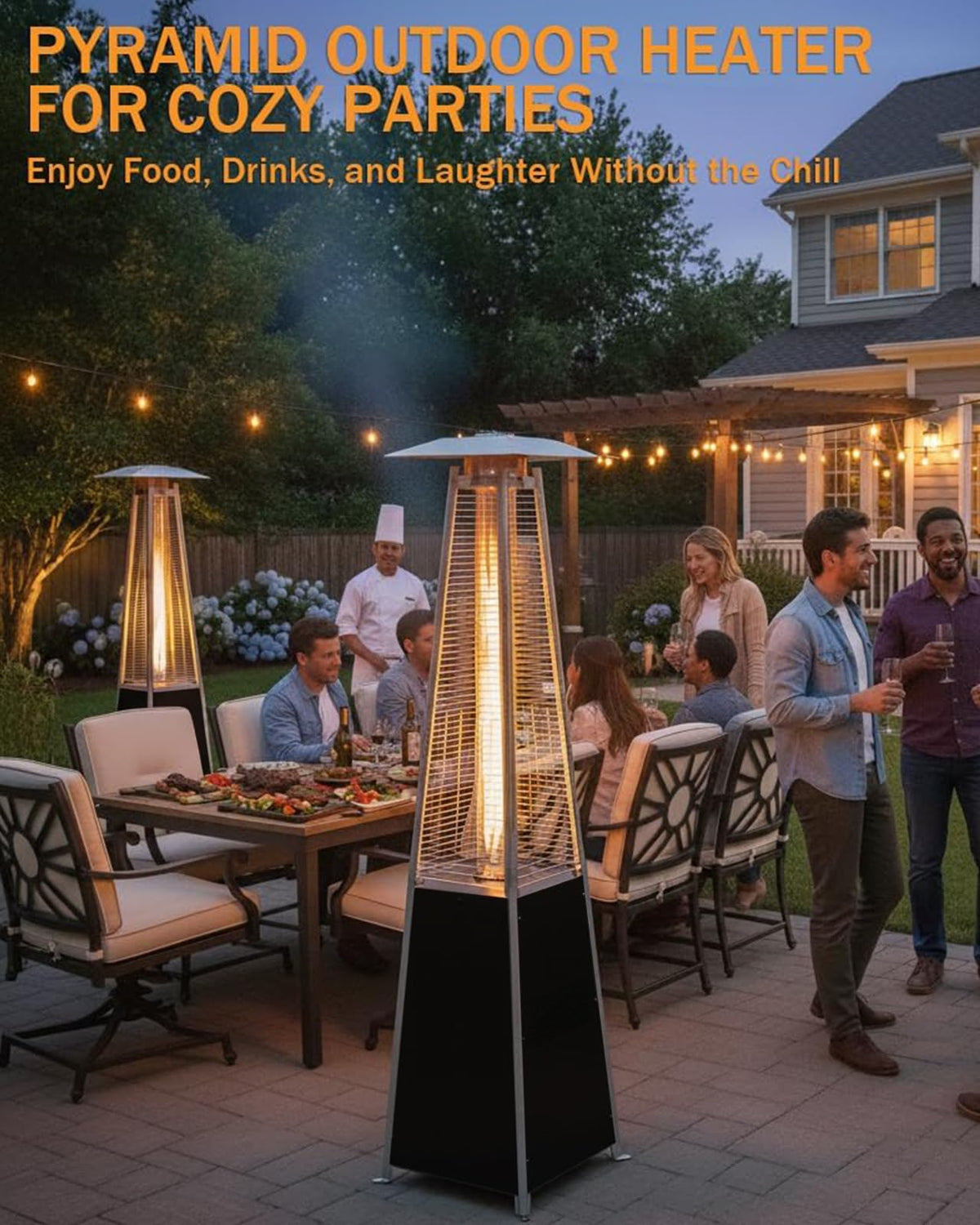 Pyramid Patio Heater, 48000 BTU Fast Heating Outdoor Heater for Large Spaces with Wheels & Weatherproof Cover, Triple Protection System for
