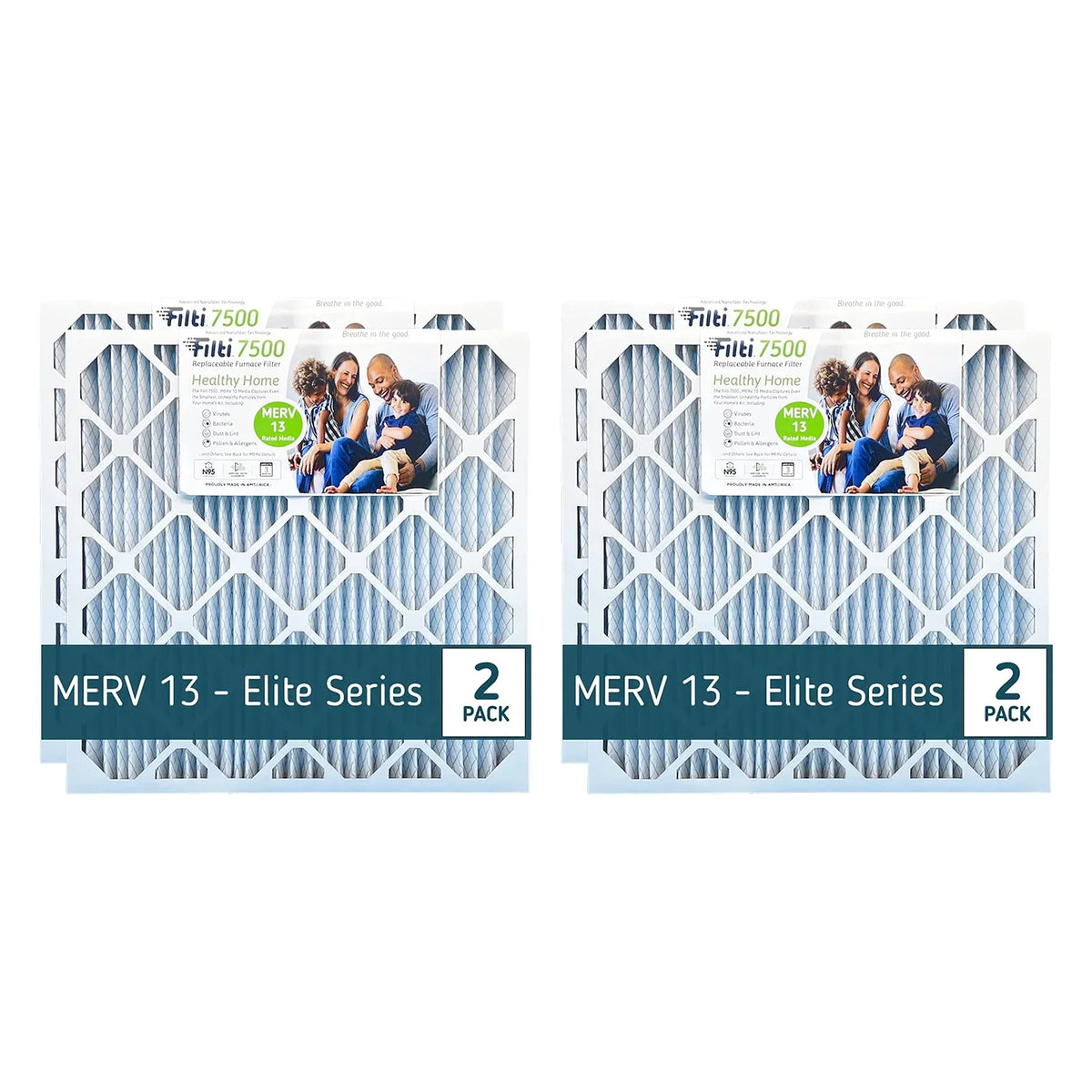 MERV Home 20x2x25in Pack) 13 Furnace Air Filti (4 7500 HVAC Pleated Filter